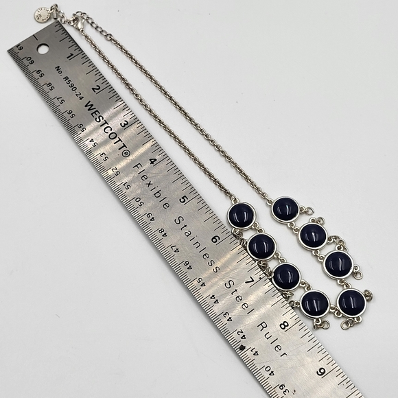 Liz Claiborne Silver Chain with Navy Blue Beads - Picture 9 of 9